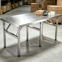 Table de travail pliable en acier inoxydable 304 pour marché, stand et restauration
