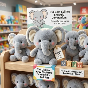 Peluche Elefante Grigio Personalizzato con Guance Rosse, Super Morbido, Imbottito in Cotone PP, Regalo di Compleanno - Product Image 4