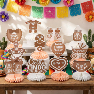Decoraciones de Mesa para Baby Shower Cielito Lindo, Paquete de 12 Centros de Mesa de Panal de Abeja Estilo Mexicano para Revelación de Género y Cuarto de Bebé - Product Image 2