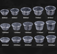 Gobelets à sauce circulaires jetables en plastique transparent pour la vente en gros, contenants à sauce pour plats à emporter