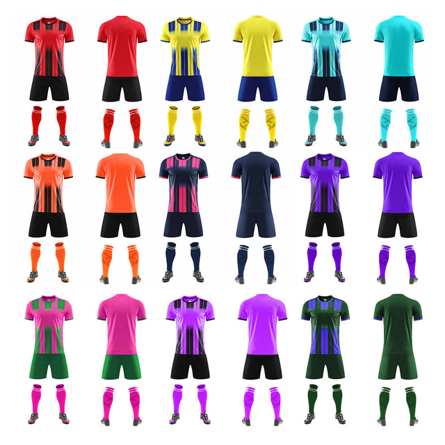 Wholesale  Breathable Football Kits Full Set Design Men Soccer Uniform Jersey Set