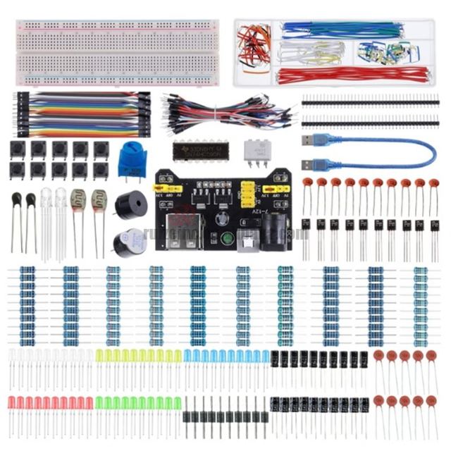 Electronics Component Fun Kit with Power Supply Module Jumper Wire Precision-Potentiometer Circuit Board