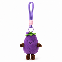 Nouveau Porte-clés Pendentif en Peluche Aubergine Amusante, Poupée de Sac, Jouet Végétal, Mini Jouets pour Machine à Pinces, Jouet en Peluche Anti-Stress d'Anniversaire