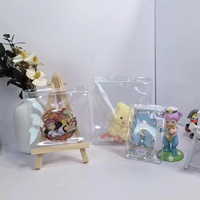 Sac en plastique à fermeture éclair en PVC Transparent pour Lotion Mascara Millet sac à main rond Badge Table carrée stockage de cartes de jeu pincement sac à main