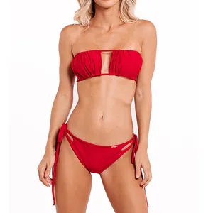 Design personalizzato donna fitness bikini ragazza costume da bagno a due pezzi sexy riciclare costumi da bagno sport attivo plus size coprire OEM reversibile