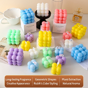 Square Art Candle <b>Paraffin</b> Wax Dripless Home Decoration Elegant Style Machine Made Multicolor Dropshipping - Product Image 3