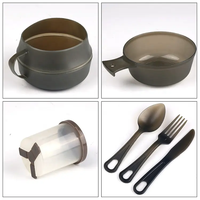Vente chaude Couverts Ensemble Portable Pliant Alimentaire En Plastique Boîte À Lunch Camping Mess Étain Couteau Fourchette Cuillère Vaisselle En Plein Air Voyager
