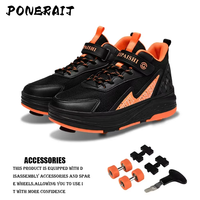 Patins à Roues Amovibles PONERAIT Garçons et Filles, Nouveaux Baskets à 4 Roues pour Plaisir du Skate