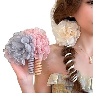 Ye Lan Phone Line Hairband Headrope Female <b>Bubble</b> Braid Braiding Ponytail Hair Ornament Flower Elastic Tie <b>Wedding</b> 10cm - Product Image 1