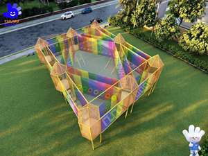 Tùy chỉnh-thực hiện lớn ngoài trời đa chức năng leo lưới nhựa trượt sợi thủy tinh thép kết hợp sân chơi trung tâm mua sắm - Product Image 3