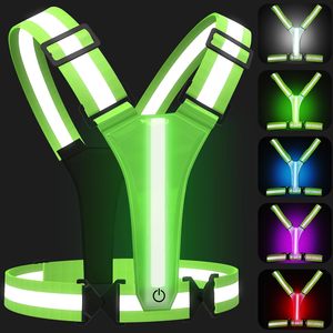 Ceinture Réfléchissante LED Haute Visibilité Réglable et Élastique avec Lumière Nocturne Rechargeable par USB pour Activités Extérieures - Product Image 1
