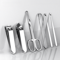 Ensemble de coupe-ongles verticaux en acier inoxydable, 6 pièces, Kit d'outils de manucure et de pédicure légers et portables, Kit de manucure pour soins personnels