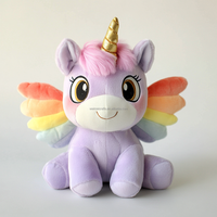 Peluche personnalisée d'anime, licorne arc-en-ciel brodée, adorable grande poupée cheval ange, jouets en peluche super doux avec rembourrage en coton PP