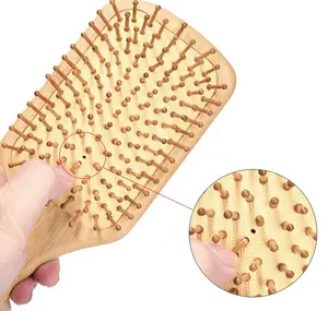 Detangling Paddle Brush Health Massage Air Cushion Comb Hair Brushes Oem Anti-static Wood With Logo Bamboo Hair Beauty Care