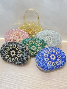 New Cross-border Polyester Women's European-American Retro Handbag Diamond-encrusted Small <b>Clutch</b> Crossbody Evening Bag Tanjing - Product Image 2