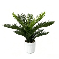 Vente en gros usine : Plante artificielle Cycas Revoluta en pot, faux palmier Sago Bonsaï avec pot blanc pour la décoration de bureau et de table