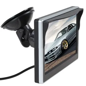 5英寸AHD倒车摄像头汽车后视镜监视器RGB薄膜晶体管液晶显示器DC 12v黑色影音通用2视频输入