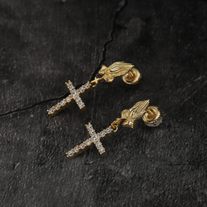 Pendientes Colgantes de Cruz con Incrustaciones de Circonita Cúbica 5A, Plata 925 Bañada en Oro, Estilo Hip Hop, para Hombre, Regalo de Aniversario de Bodas, Joyería - Product Image 3
