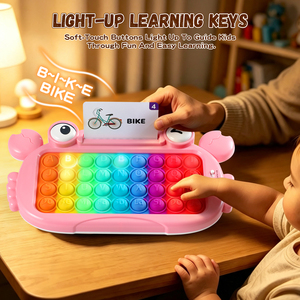 Jouet éducatif clavier ABC crabe avec 108 cartes de mots, 10 cartes musique et boutons pop arc-en-ciel - Product Image 5