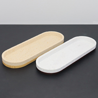 Plateau de toilette oblong en travertin, plateau de rangement pour salle de bain Wabi Sabi pour la décoration d'hôtesse familiale