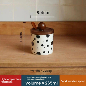 Juego de Tarros de Cerámica Contemporáneos para Sal, Pimienta y Especias con Tapa de Madera y Bandeja, Ecológicos, Duraderos, Ligeros y Portátiles para Cocina - Product Image 6