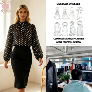 เสื้อผู้หญิงทรงหลวม แขนยาว ลายจุด คอตั้ง ดีไซน์คลาสสิกทันสมัย ใช้งานได้หลากหลาย พร้อมบริการสั่งตัดตามความต้องการ - Product Image 1