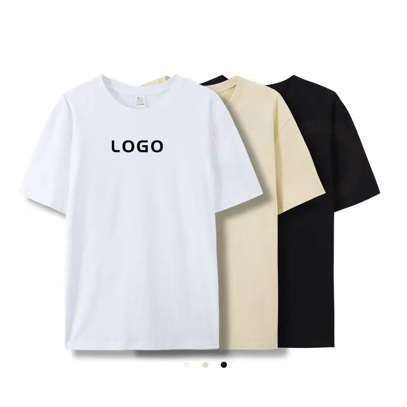 Camisetas de peso pesado con logotipo personalizado de primera calidad, 100% de algodón camiseta lisa, camiseta para hombre, camisetas en blanco de gran tamaño con estampado de hojaldre 210GSM