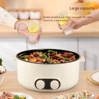 Poêle électrique antiadhésive Mini Portable pour Steak Egg Riz frit Ramen Avoine Soupe Réglage de la puissance Ménage Hôtel Utilisation 6L