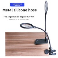 110mm Big Lens Desktop/Clip Magnifier 10x/3x HD Illuminated LED Light Magnifying Glass Portable Reading Magnifier