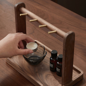 Organisateur d'entrée en bois à 4 crochets avec plateau pour clés, montre intelligente, portefeuille et courrier, support de rangement anti-rayures pour bureau ou couloir - Product Image 5