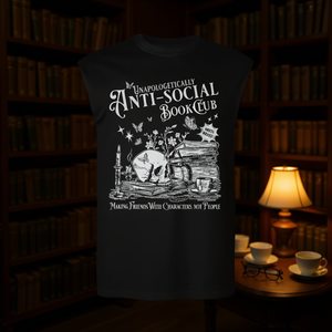 Camiseta de manga larga con cuello redondo para adultos, unisex, diseño retro, Unapologetically Antisocial Book Club - Product Image 2