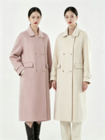 Manteau Classique pour Femme, Tendance, Double Boutonnage, Automne, Élégant, Long, Décontracté, Ceinture, Couleur Unie, Laine Cachemire, Manteau en Cachemire pour Femme