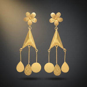 Boucles d'oreilles pendantes en laiton plaqué or faites à la main, pierres précieuses, style ethnique bohème, unisexe, pour femmes - Product Image 3