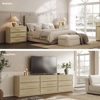 Tables de Chevet en Bois Sur Mesure OEM/ODM Extra Larges, Ensemble de 2 Tables Hautes avec Grands Tiroirs de Rangement, Style Moderne pour Chambre et Salon