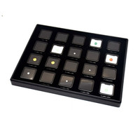 Boîte en métal haut de gamme personnalisée pour pierres précieuses, couleur noir et argent, avec plateau en cuir PU, étui de rangement et de présentation pour diamants et pierres précieuses en vrac