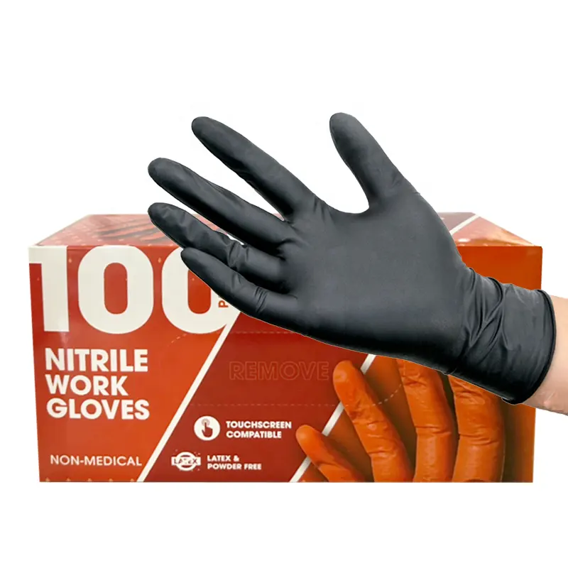 6mil industrial black thick pure nitrile gloves garage duty car mechanic repair use finger textured nitrile mechanical gloves