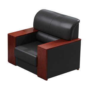 Conjunto de Sofá de Oficina de Cuero Genuino de Tres Plazas con Mesa de Centro y Sillas para Uso Comercial, Estructura de Madera Sólida y Duradera - Product Image 4