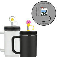 Capuchons de paille personnalisés 8MM Série Alimentaire, en PVC, motifs Pizza et Lait, mignons, réutilisables, pour accessoires de gobelets, vente en gros