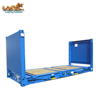 Conteneur à fond plat de 20 pieds robuste et pliable avec panneau d'extrémité en bois pour machines de construction