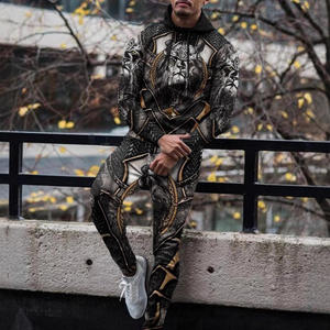 En stock, survêtement respirant en polyester/coton pour homme, mode automne, couleurs assorties, décontracté, impression 3D, sweat à capuche - Product Image 3