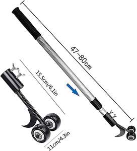 Désherbeur télescopique réglable - Outil <span class=keywords><strong>de</strong></span> <span class=keywords><strong>jardin</strong></span> extensible <span class=keywords><strong>de</strong></span> 47 à 80 cm avec roues pour le bordage des pelouses et l'élimination des mauvaises herbes - Product Image 2