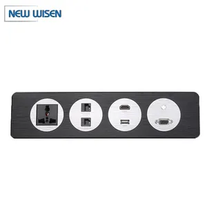 Orijinal Versenkbare steckfurniture alüminyum şerit uzatma prizi bilgisayar masası tel yönetimi güç çıkışı mobilya için Usb ile