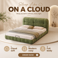 Lit de rangement multifonctionnel moderne et luxueux en velours, style français, avec tissu rembourré doux et personnalisable, en bois durable