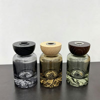 Diffuseur d'aromathérapie cylindrique de luxe en verre avec bouchon à vis/bouchon en verre, vase estampé à chaud