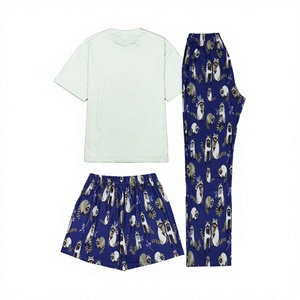 Conjunto de Pijamas de Verano para Mujer, Tejido de Punto Suave, Manga Corta, Impresión Personalizada Bajo Demanda - Product Image 3