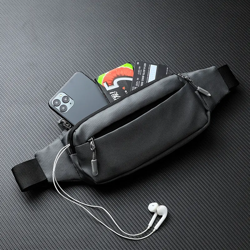 Custom OEM waterproof nylon black men women small sport messenger running waist bag mobile phone accessories waist bags