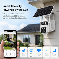 Panel Solar 4G LTE PTZ CMOS Cámara Dual Modo AOV Foco Sirena Alarma Control por Celular Visión Nocturna IP66 Monitor para Jardín y Campo