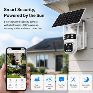 Caméra de surveillance solaire 4G LTE PTZ CMOS double objectif avec mode AOV, projecteur, sirène, contrô<span class=keywords><strong>le</strong></span> par téléphone portable, vision nocturne, IP66, pour jardin et champ - Product Image 2
