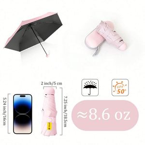 Parapluies capsules imperméables multicolores mignons avec logo et impression personnalisés, mini parapluie portable à 5 plis pour femmes - Product Image 5