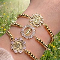 Bracelet en laiton plaqué or 18 carats résistant au ternissement, cadeau pour la fête des mères, souvenir significatif, bracelet à perles de la Vierge Marie pour la protection
